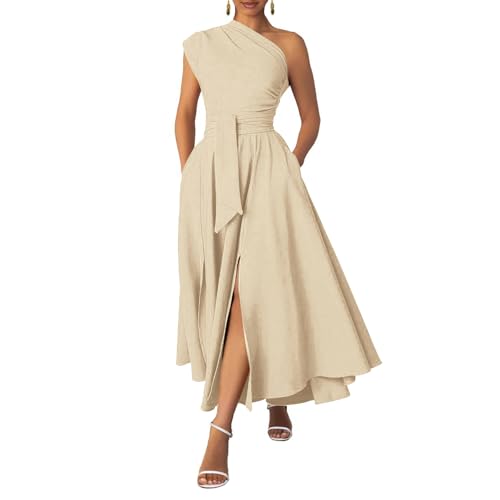 Ekaliy Women's Long Formal Dress One Shoulder Fit and Flared Maxi Dress