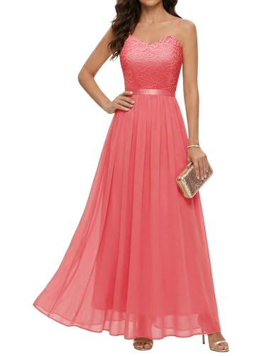 Women's Summer Formal Dress, 2026 Cocktail Wedding Guest Dress Coral S