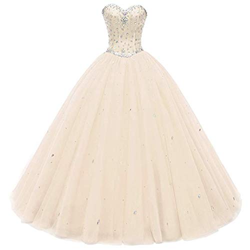Likedpage Women's Sweetheart Ball Gown Tulle Quinceanera Dresses Prom Dress (US18W, Champagne) … …