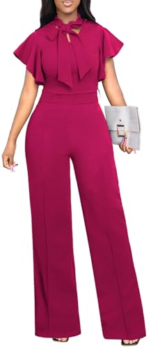 sexycherry Women's Rose Dressy Formal Jumpsuits Long Straight Pants Romper