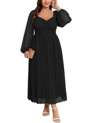 SHESTARR Women's Plus Size Maxi Dress for Wedding Guest Cocktail Black