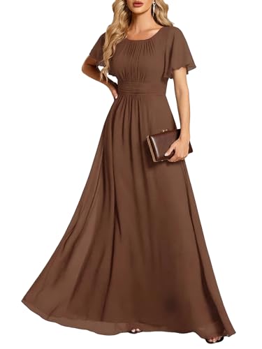 Ever-Pretty Women's Chiffon Formal Dress Mother of the Bride Dresses Brown
