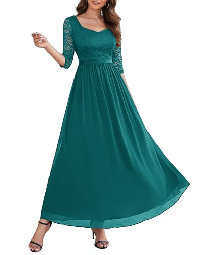 Wedtrend Women's Prom Dress Long Sleeve Bridesmaid Dress Long Swing Cocktail Dress Elegant Mother of The Bride Dress for Wedding WT0312PeacockGreenXL