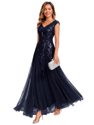 Ever-Pretty Women's Maxi Formal Gowns Sequin Mother of the Bride Dresses
