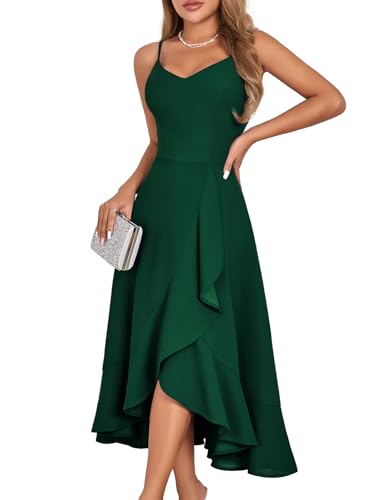 Women's Cocktail Dress for Wedding Guest, Formal Party Dress DarkGreen L