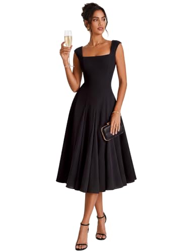 Ever-Pretty Women's Midi Cocktail Dresses Stretchy Wedding Guest Dress