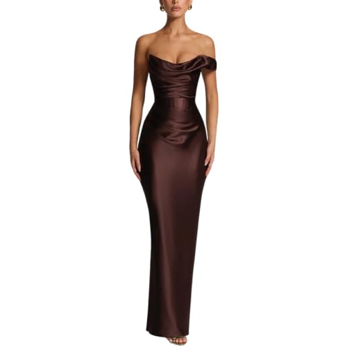 Yulestria Womens Bodycon Satin Cocktail Dress Mermaid Corset Lace Up Dress