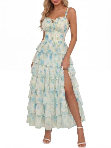 Women's Floral Corset Formal Wedding Guest Maxi Dresses Blue Flower 8