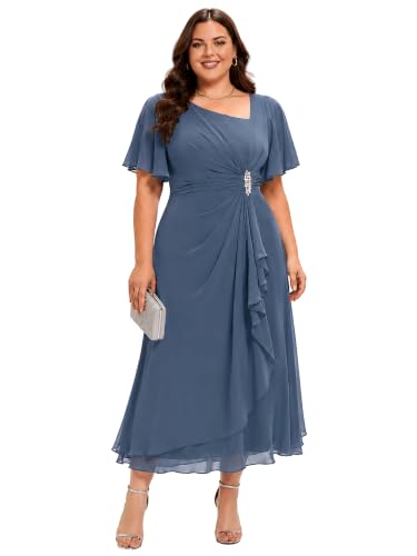 Ever-Pretty Plus Women's Chiffon Maxi Plus Size Formal Cocktail Dress