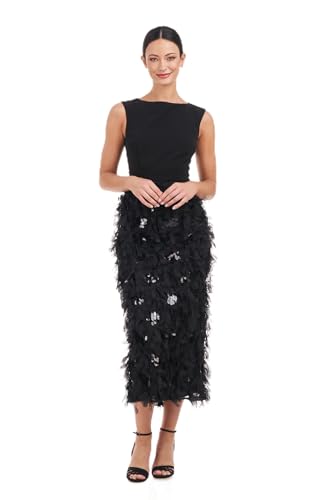 JS Collections Brandi Ruffle Tea Length Dress Black