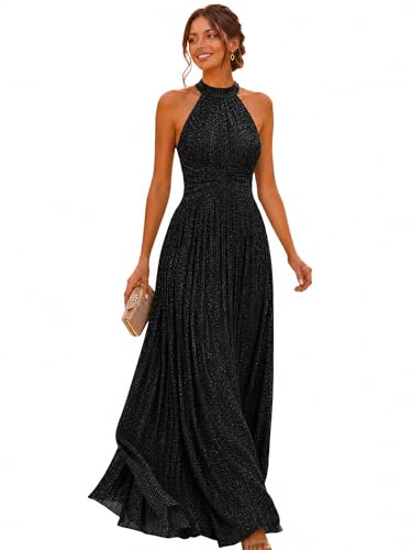 Ever-Pretty Women's Maxi Halter Formal Dress Stretchy Glitter Evening Gowns