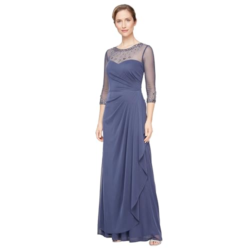 Alex Evenings Women's Long A-Line Sweetheart Neck (Petite and Regular Sizes), Violet Dress, 10