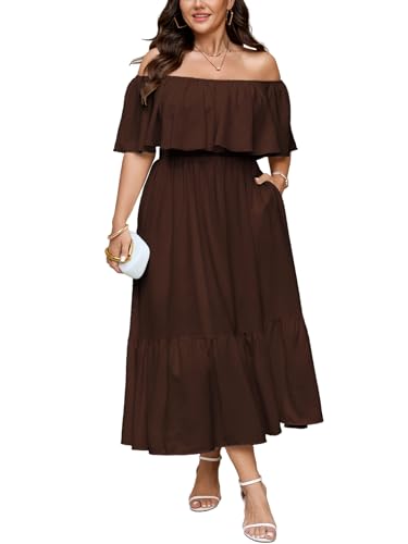 SCOMCHIC Womens Plus Size Wedding Guest Cocktail Dresses Brown