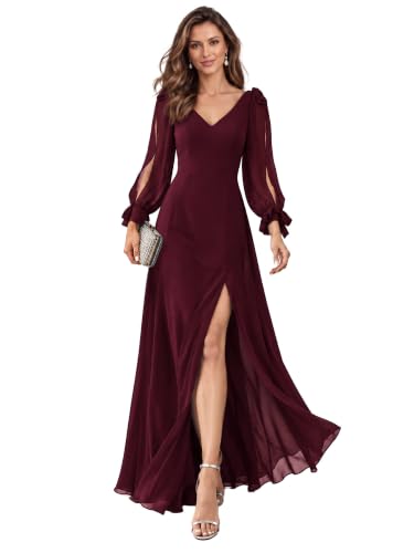Ever-Pretty Women's Fall Winter Long Sleeves Formal Dresses Bridemaid Dress