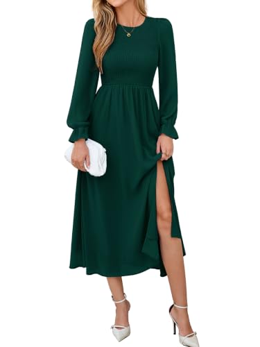 BerryGo Womens Chiffon Maxi Dress Flowy Long Sleeve Wedding Guest Dress