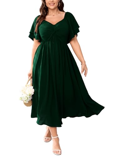 SCOMCHIC Women's Plus Size Cocktail Dress Emerald Green