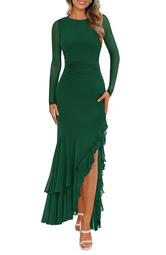 BTFBM Women's Maxi Dresses Fall 2026 Long Sleeve Wedding Guest Dress