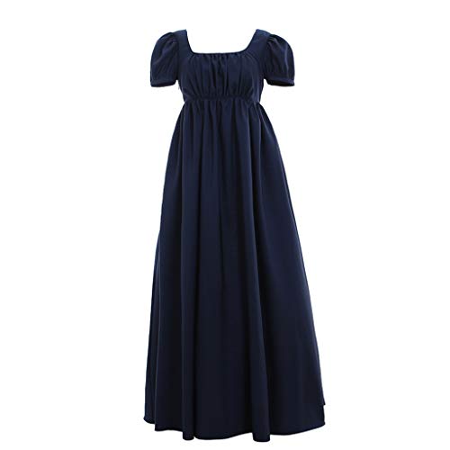 1791's lady Women Vintage Regency Dress High Waistline Ball Dresses Victorian Tea Gown Dress (XXL:Height67-69 Chest46-48 Waist39-41)