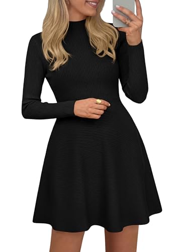 PRETTYGARDEN Women's Knit A Line Short Sweater Dress for Fall Wedding Guest