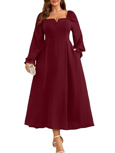 RWJ Plus Size Wedding Guest Dress for Fall Cocktail Dresses Burgundy XL