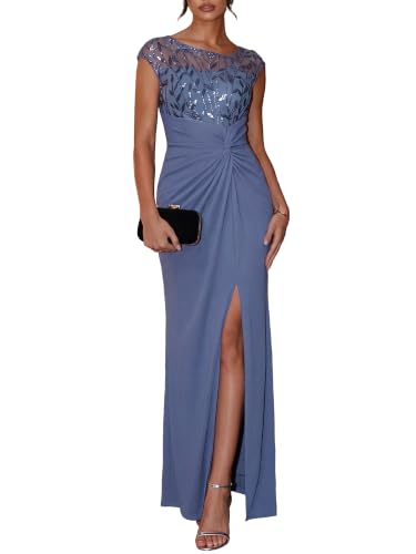 Ever-Pretty Women's Maxi Sequin Ruched Formal Mother of the Bride Dresses