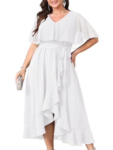 CICIDUDU Women Plus Size Long Formal Dress White