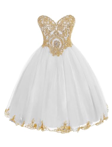 WDBFY Gold Lace Appliques Homecoming Dresses for Teens Style-1 White-4