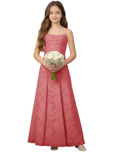 WDCVGTR Cowl Neck Junior Bridesmaid Dress Watermelon Long Prom 12