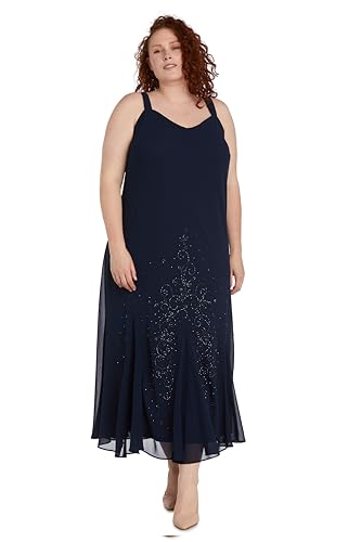 R&M Richards Women's Beaded Pebble Georgette Evening Suit- Mother of The Bride, Cocktail Attire, Wedding Guest