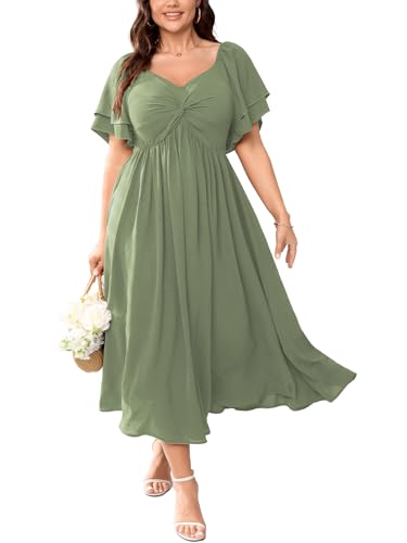 SCOMCHIC Women's Plus Size Cocktail Dress Sage Green