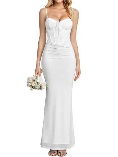 KUTUMAI Corset Bodycon Maxi Long Formal Wedding Guest Dresses for Women