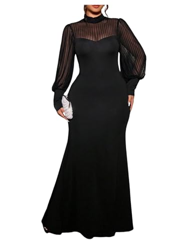 GORGLITTER Women's Plus Size Formal Dress Elegant Mesh Wedding Guest Dress