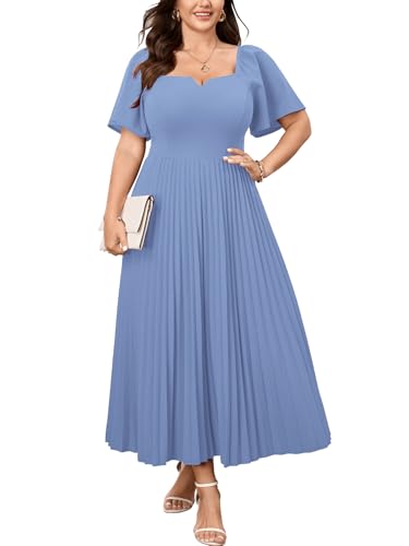 Women's Plus Size Wedding Guest Dress Summer Cocktail Pleated Maxi Dress