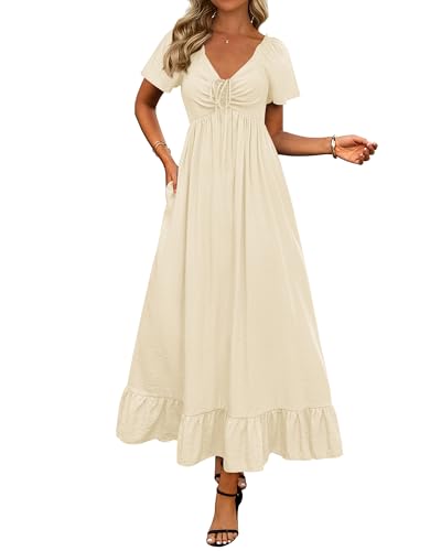 BTFBM Womens Summer Dresses 2026 Wedding Guest Maxi Dress Light Apricot