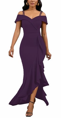 2026 Womens Formal Wedding Guest Elegant Dress Flutter Sleeves Floor Length Long Evening Party Cocktail Purple Dress