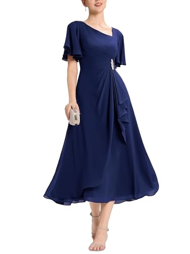 Ever-Pretty Women's Chiffon Midi A-line Formal Wedding Guest Dress
