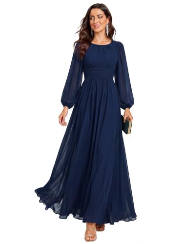 Ever-Pretty Women's Chiffon Long Sleeve Formal Wedding Guest Dresses