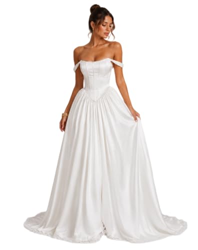 EDECPBM Vintage Gothic Wedding Dress for Women Victorian Lace Bridal Gown