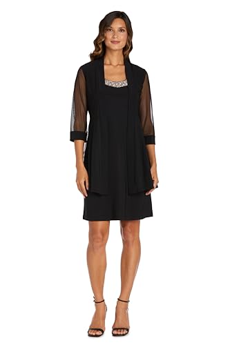 R&M Richards Women's Formal -2-Piece Sheath Dress & Jacket Set W/Beaded Neckline & Sheer Panels | Cocktail & Evening Wear