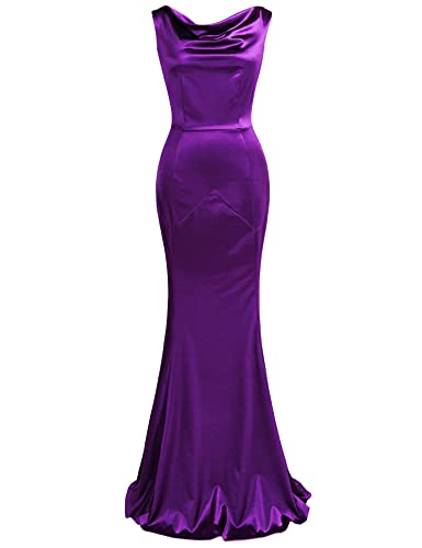 MUXXN Women's 30s Brief Elegant Bridesmaid Mermaid Evening Dress (S, Purple)