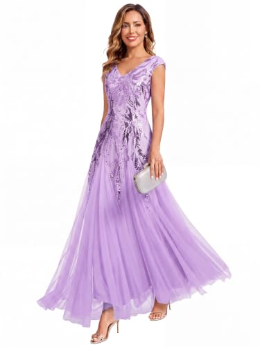 Ever-Pretty Women's Maxi Formal Gowns Sequin Mother of the Bride Dresses