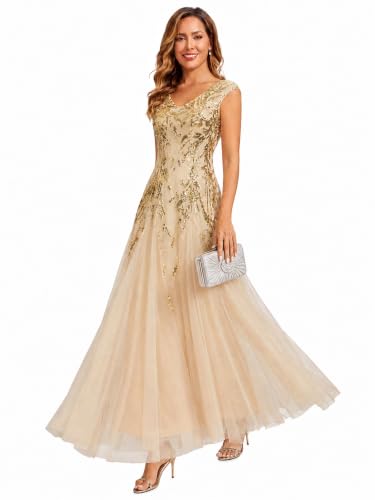 Ever-Pretty Women's Maxi Formal Gowns Sequin Mother of the Bride Dresses