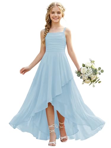 camftbo Spaghetti Straps Junior Bridesmaid Dresses for Wedding 14 Sky Blue