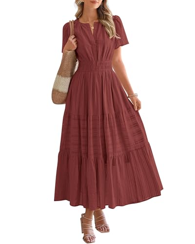 BTFBM Womens Summer 2026 Casual Maxi Dresses Lightweight Short Sleeve Dress