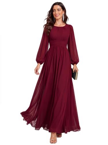 Ever-Pretty Women's Chiffon Long Sleeve Formal Wedding Guest Dresses