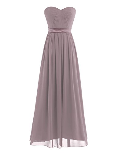 YiZYiF Women Chiffon Pleated High-Waisted Empire Bridesmaid Dress Long Evening Prom Gown Dusty Mauve 6