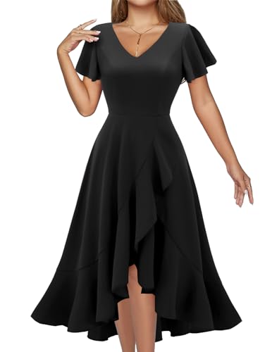 Cocktail Dress for Women Wedding Guest 2026, Formal Fall Tea Party Black M