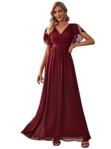 Ever-Pretty Women's Chiffon V-Neck Bridesmaid Dresses Maxi Formal Dress