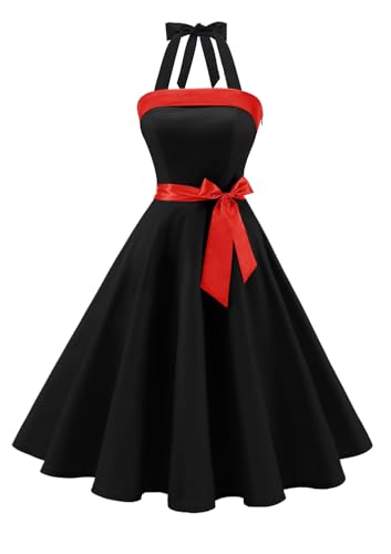Timormode Womens Halter 1950s Dress Tea Party TMUS10212Black XS