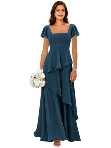 Chiffon Bridesmaid Peacock Dress for Wedding Long Formal Party Dress,6
